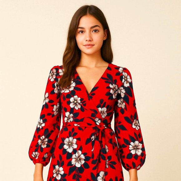 Eliza J Floral Wrap Dress – Bold Elegance in Bloom - Picture 1 of 2